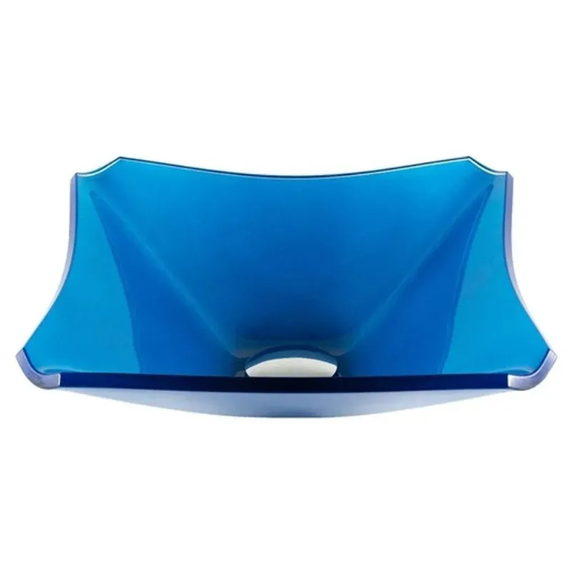 Cuba de Vidro Quadrada Chanfrada 34cm Azul Escuro