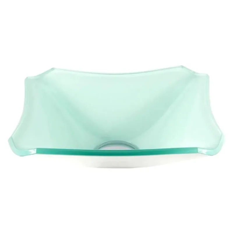 Cuba de Vidro Quadrada Chanfrada 34cm Branca