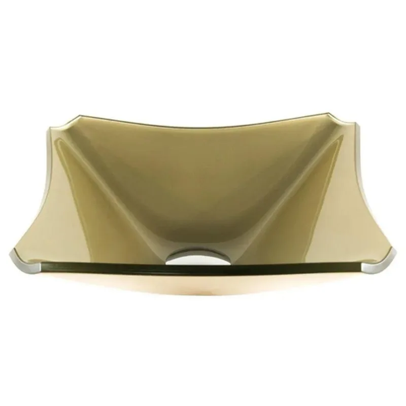 Cuba de Vidro Quadrada Chanfrada 34cm Champanhe