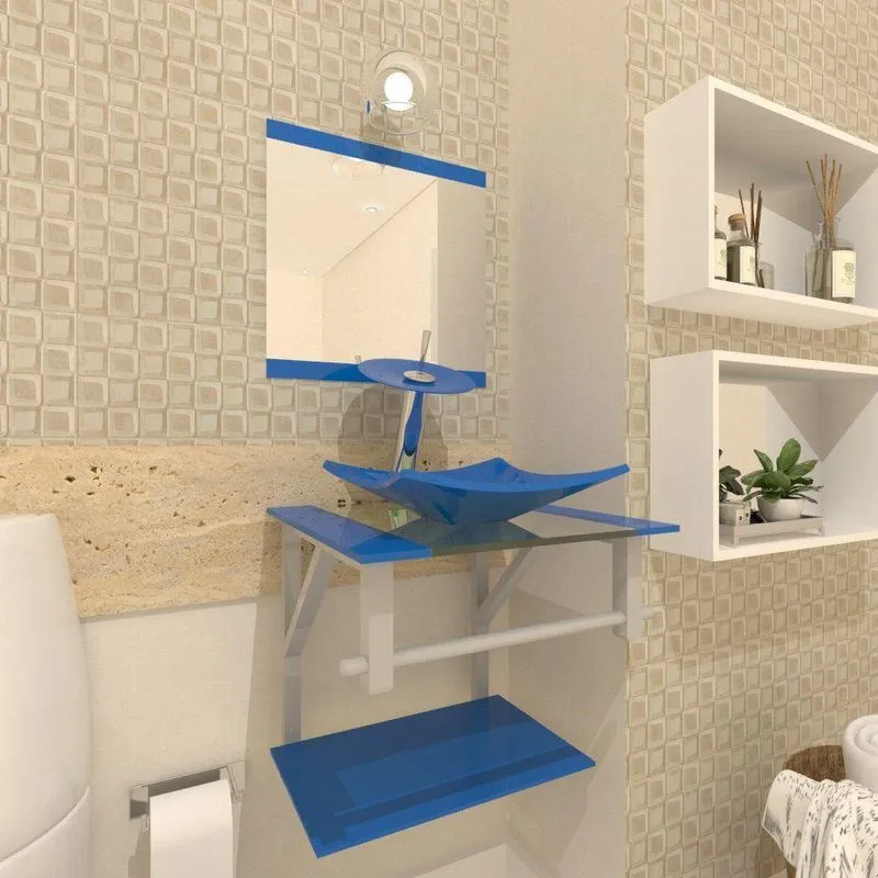 Gabinete de Vidro Armênia 40cm Azul Ekasa