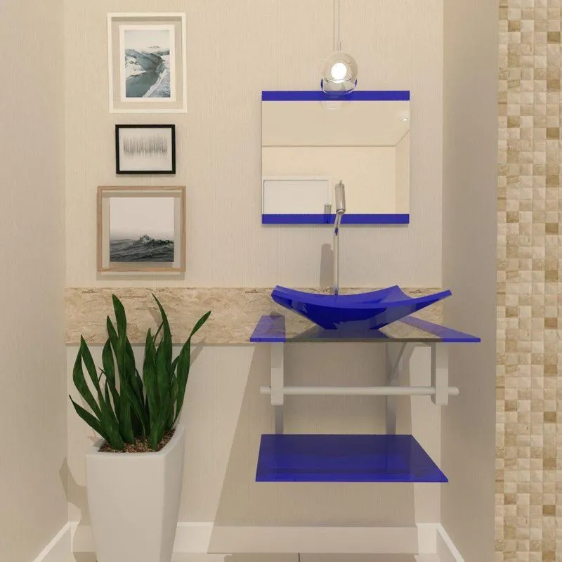 Gabinete de Vidro EscÓcia 45cm Ac Azul Escuro