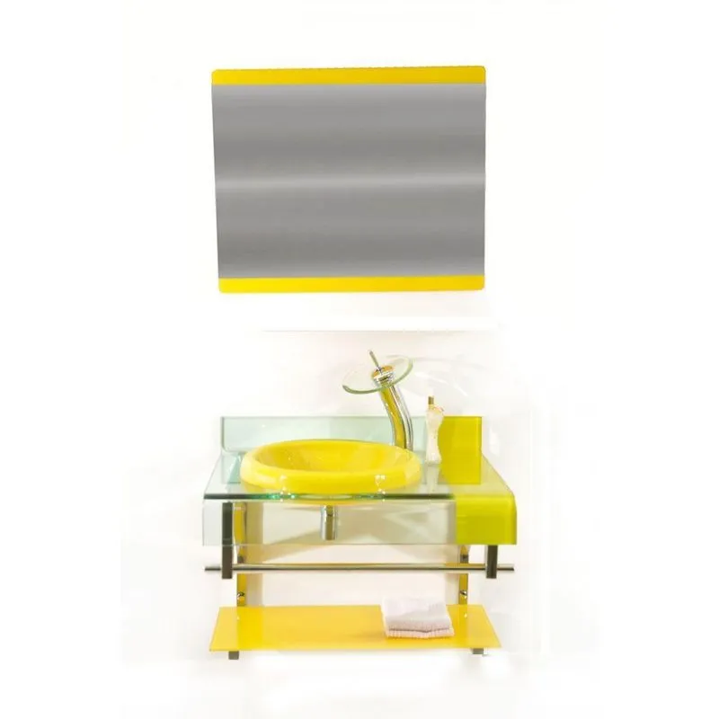 Gabinete de Vidro 70cm Curvado Duplo Inox com Cuba Chapeu
