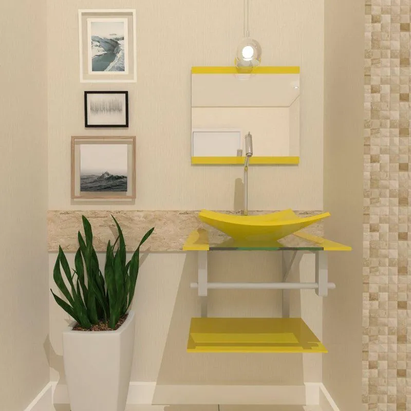 Gabinete de Vidro Escócia 45cm Ac Amarelo Ek