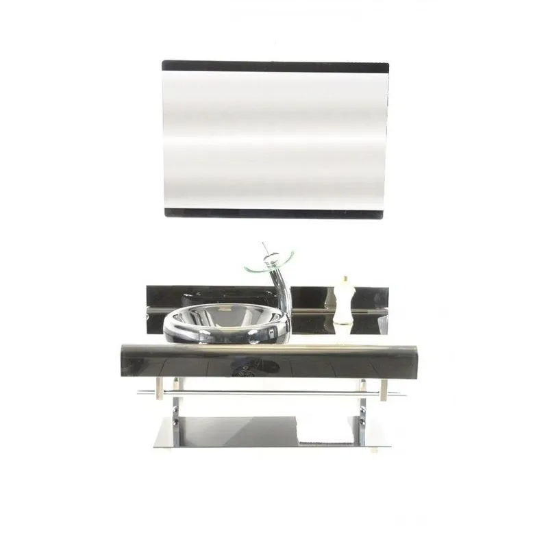 Gabinete De Vidro 90cm Full Curvado Duplo Inox Grafite