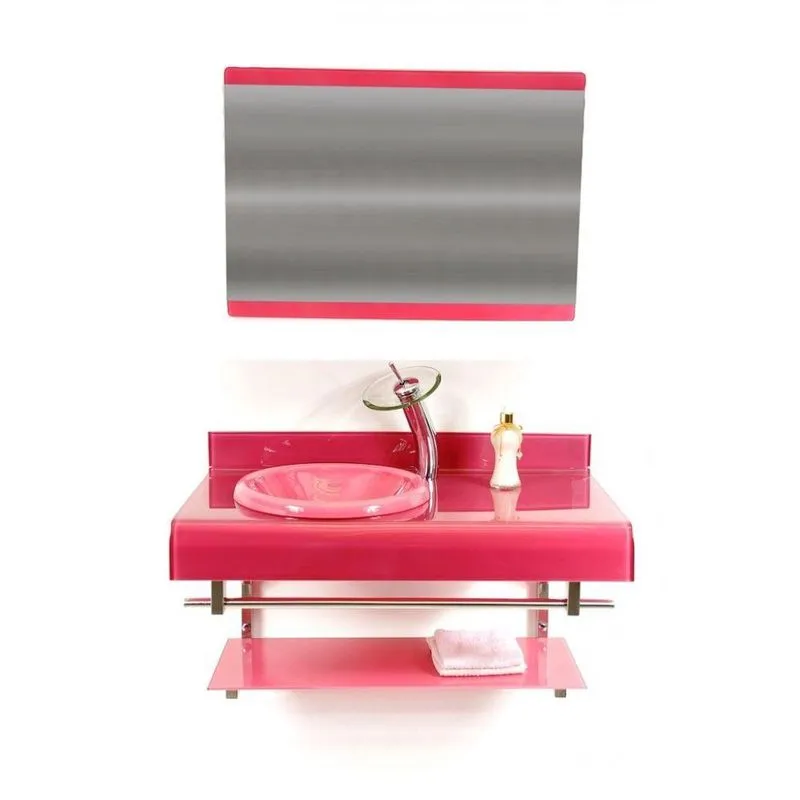 Gabinete De Vidro 90cm Full Curvado Duplo Inox Rosa