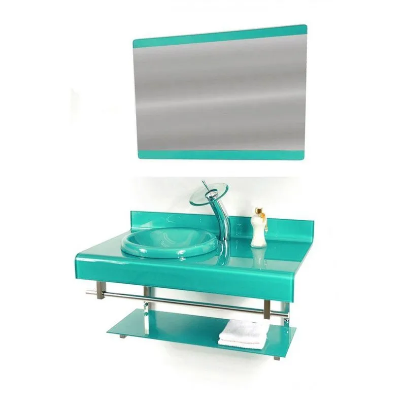 Gabinete De Vidro 90cm Full Curvado Duplo Inox Verde