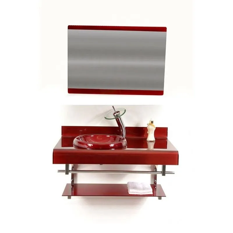 Gabinete Vidro 90cm Full Curvado Duplo Inox Vermelho Cereja