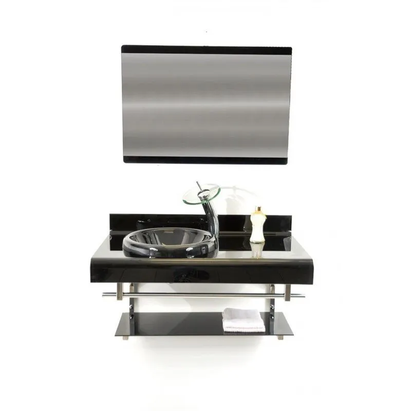 Gabinete De Vidro 90cm Full Curvado Duplo Inox Preto