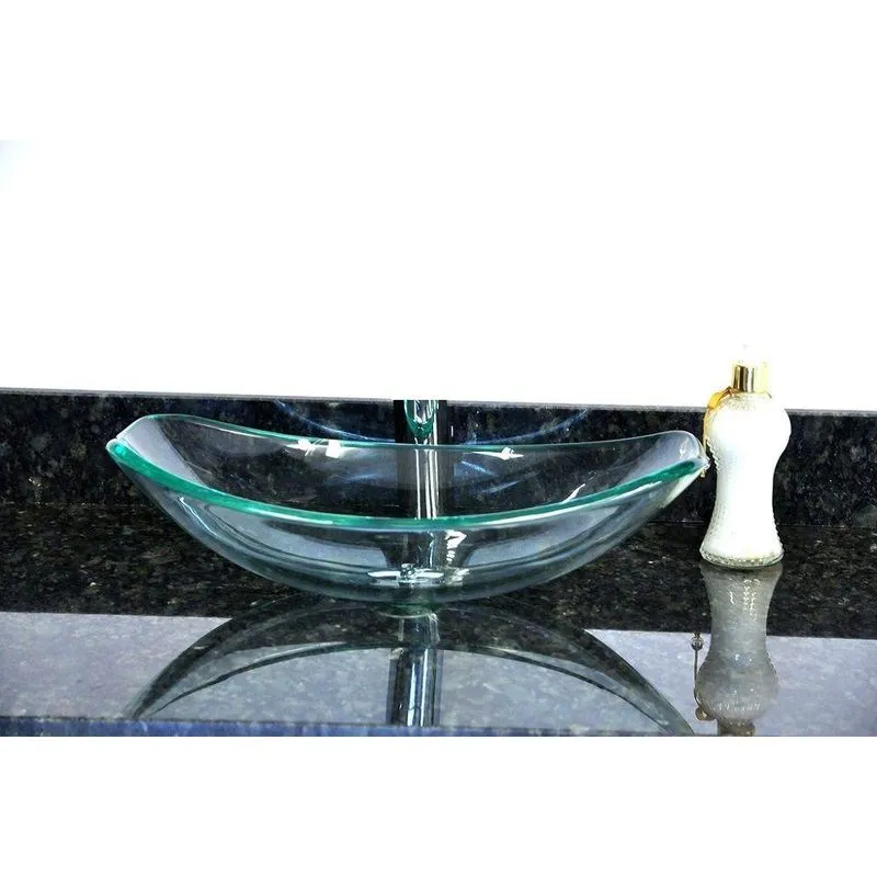 Cuba de Vidro Oval Chanfrada 51cm Incolor