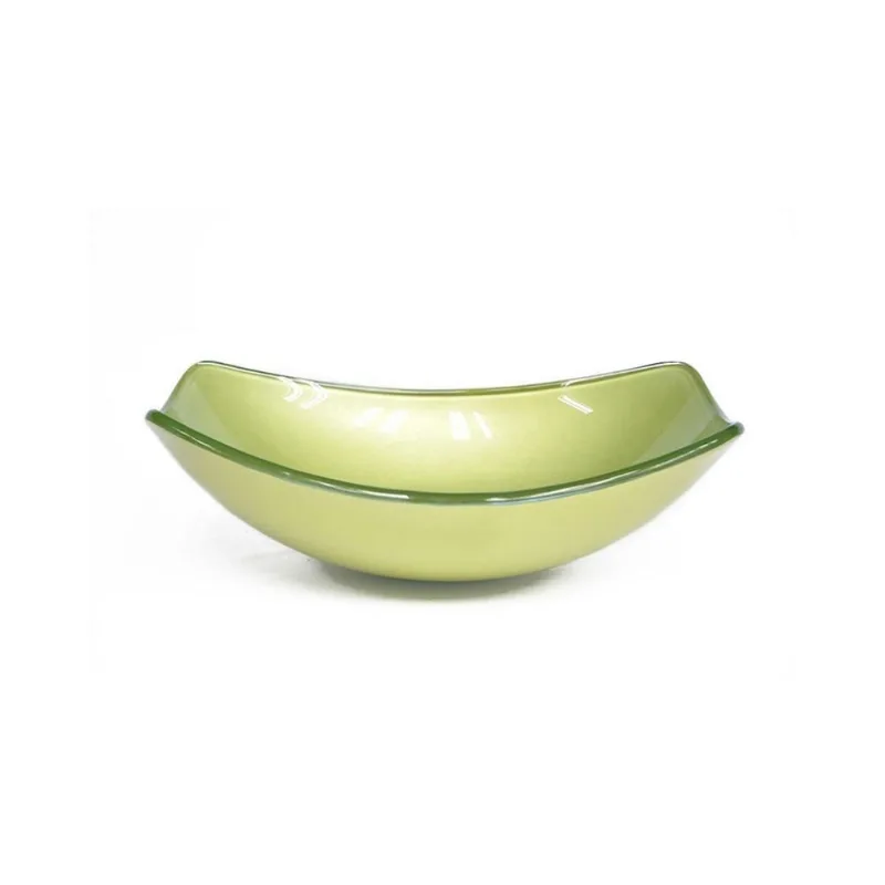 Cuba De Vidro Oval Chanfrada 46Cm Verde Oliva