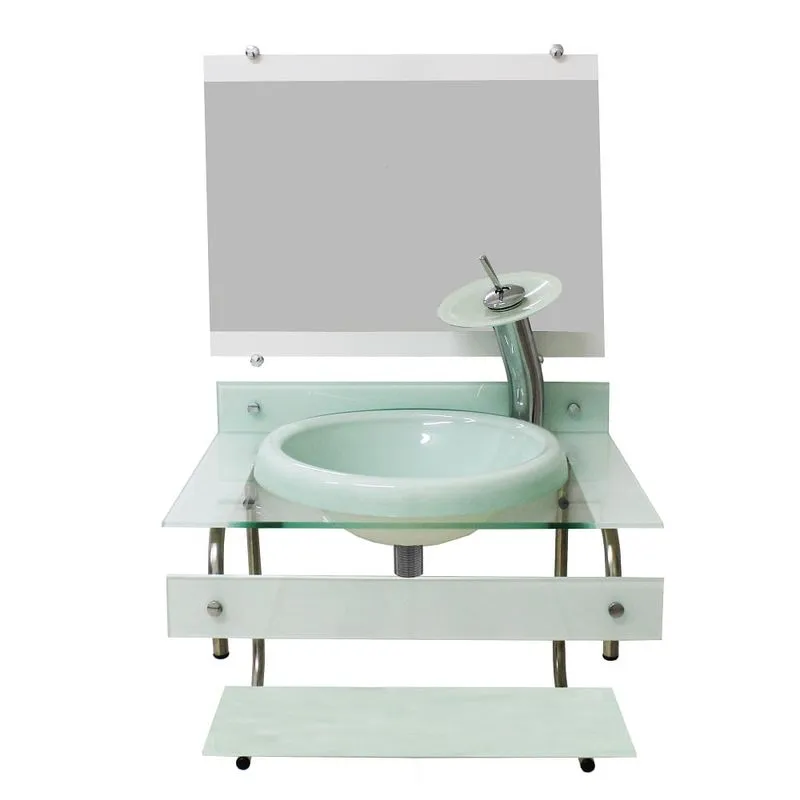 GABINETE DE VIDRO PARA BANHEIRO ITXX 60CM INOX + TORNEIRA IBIZA BRANCO