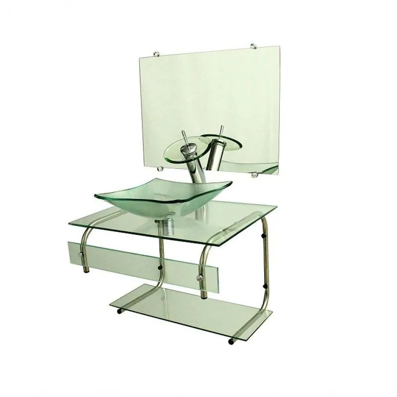 Gabinete de Vidro 45cm It Inox Com Cuba Quadrada Incolor