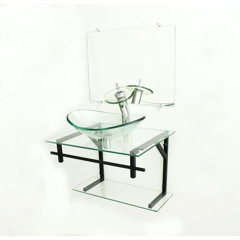 Gabinete de Vidro 60cm com Cuba Oval Incolor