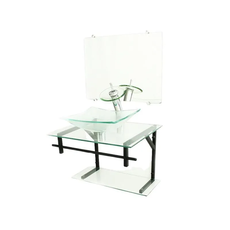 Gabinete De Vidro 60cm Ap Com Cuba Retangular - Incolor