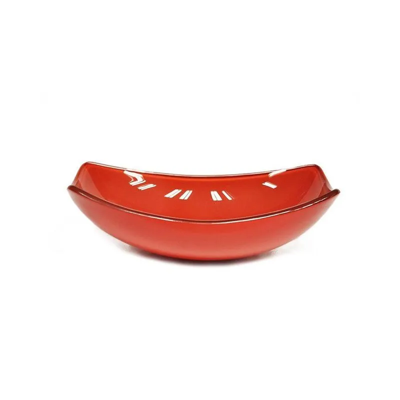 Cuba De Vidro Oval Chanfrada 46cm Vermelho Ferrari