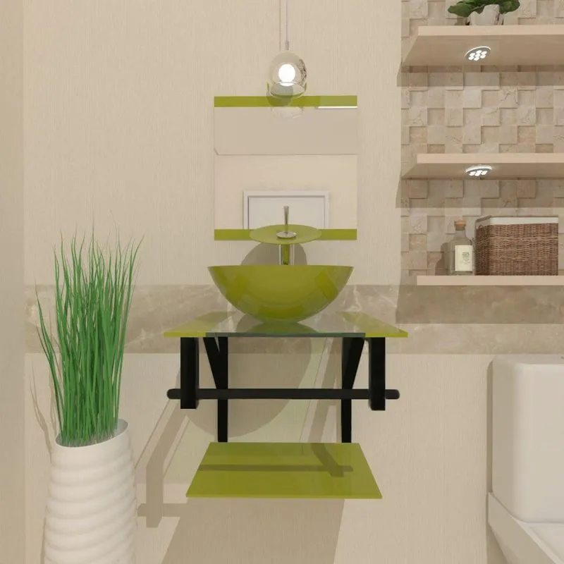 Combo 2x1 Gabinete de Vidro Croácia 40cm Ap + Torneira Ibiza