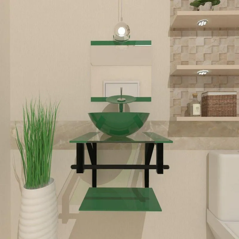 Combo 2x1 Gabinete de Vidro Croácia 40cm Ap + Torneira Ibiza