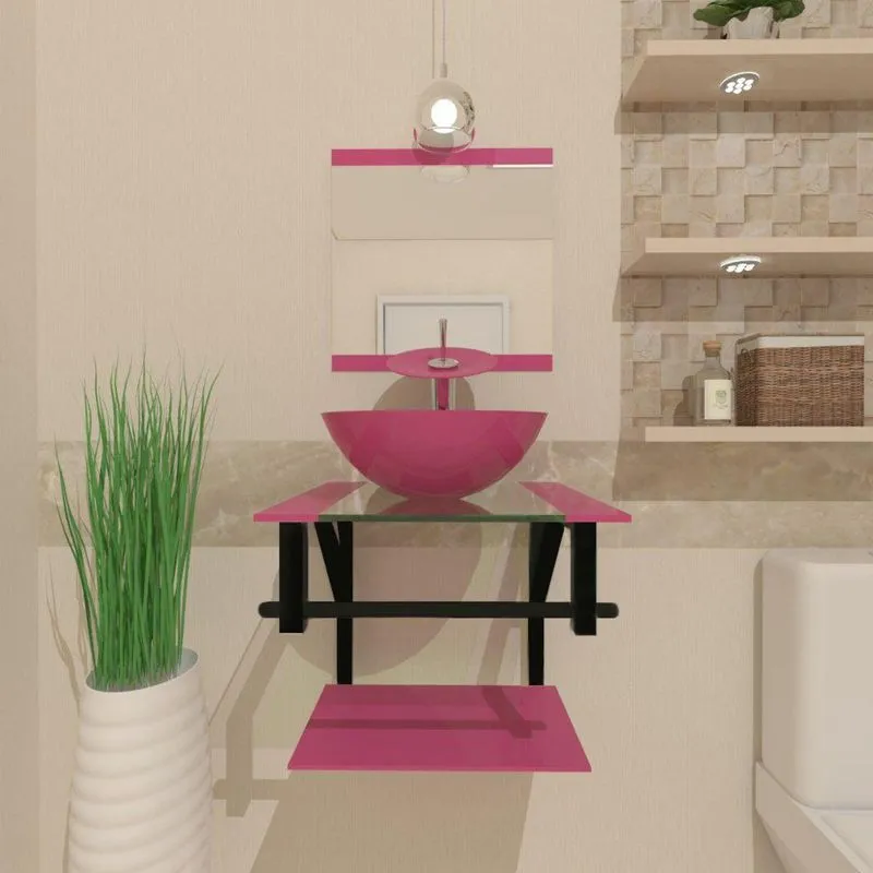 Combo 2x1 Gabinete de Vidro Croácia 40cm Ap + Torneira Ibiza