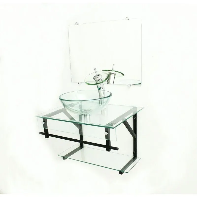 Gabinete de Vidro 60cm com Cuba RedondaIncolor