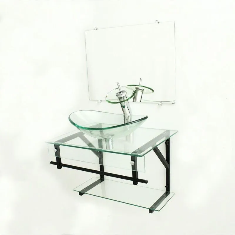 Gabinete de Vidro 60cm com Cuba Oval Incolor