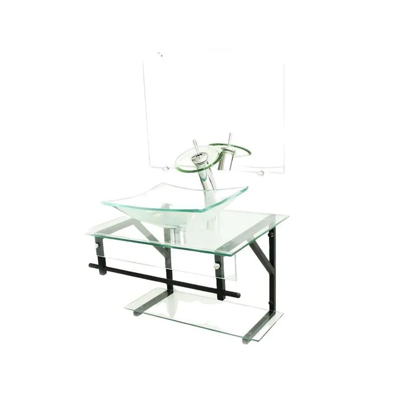 Gabinete De Vidro 60cm Apx Com Cuba Retangular - Incolor