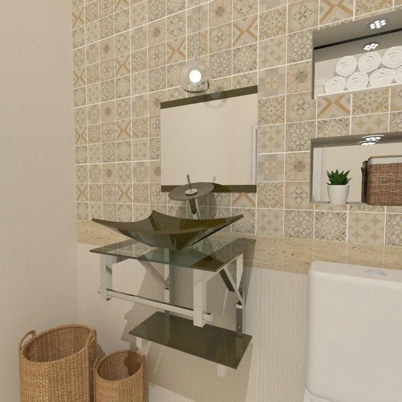 Gabinete de Vidro 45cm com Cuba Quadrada e Torneira Ibiza