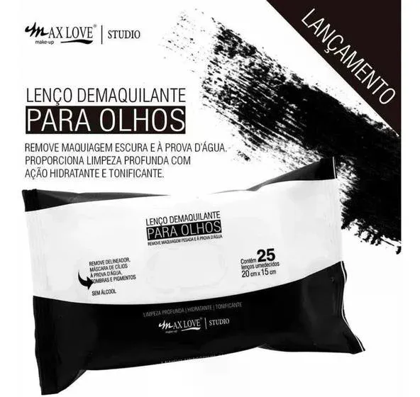 Lenço Demaquilante para Olhos Max Love com 25un