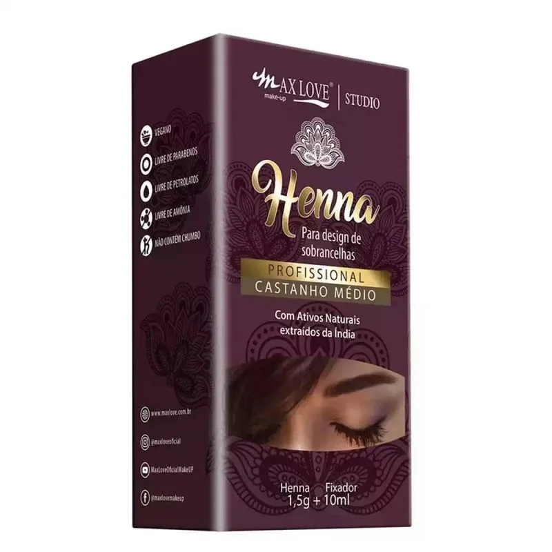 Tinta Henna Castanho Médio Maxlove 1,5g