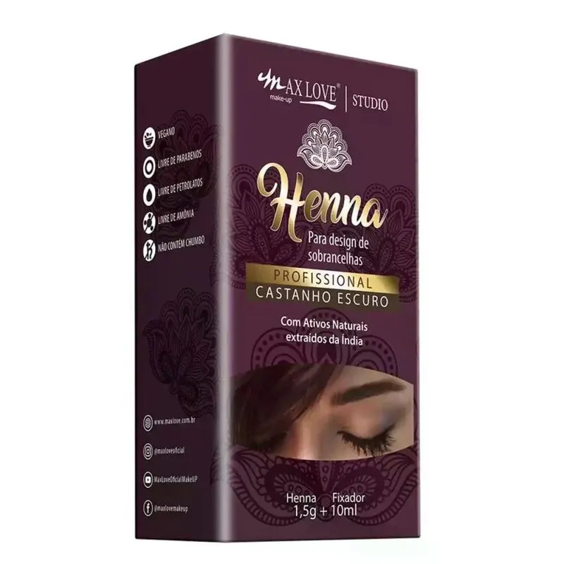 Tinta Henna Castanho Escuro Maxlove 1,5g