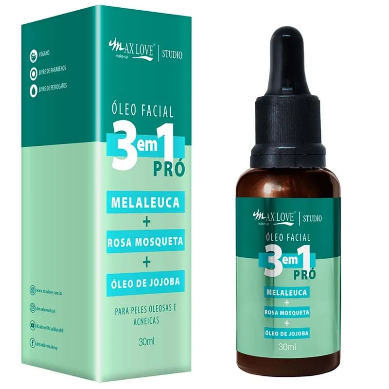 Óleo Facial Max Love 3 Em 1 Pro 30ml