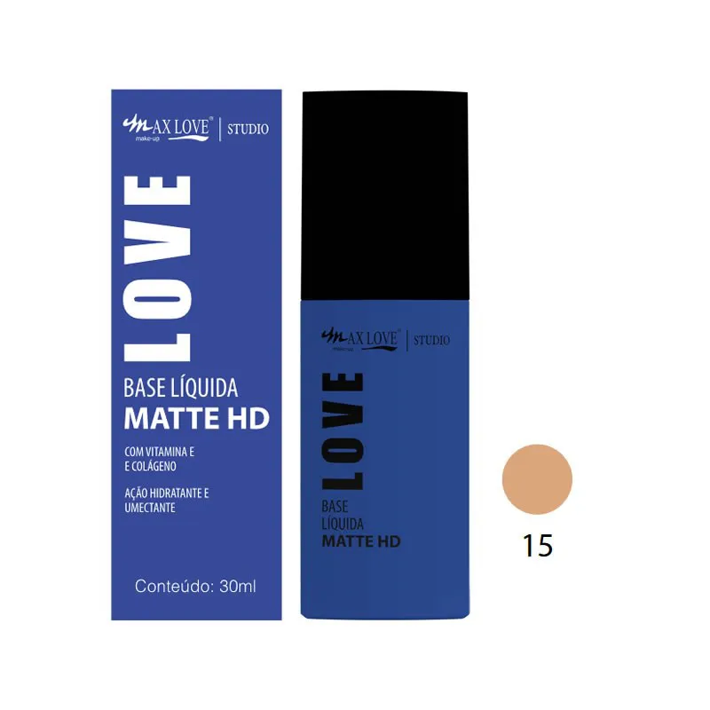*Base Líquida Matte HD Max Love - Cor 15 30ml