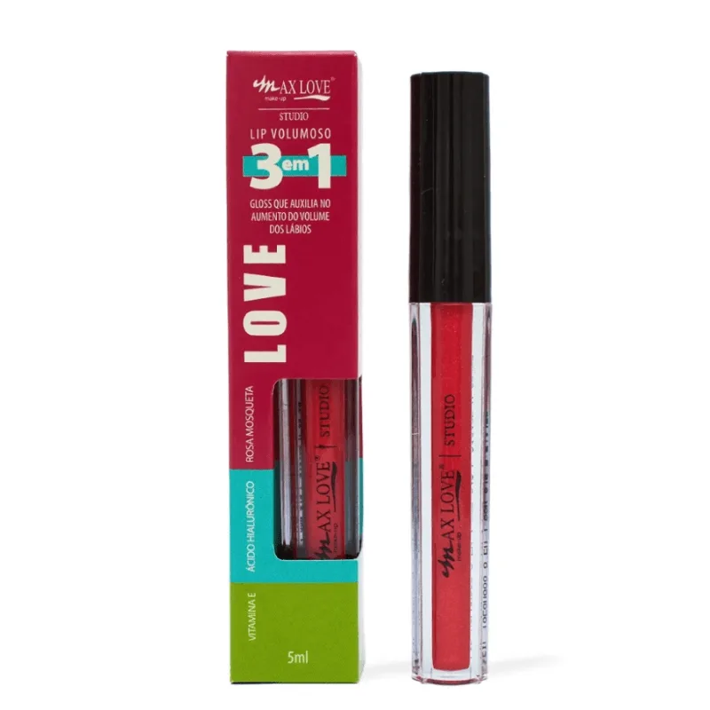Lip Gloss Volumoso Vegano 3 em 1 Cor 312 Max Love 5ml