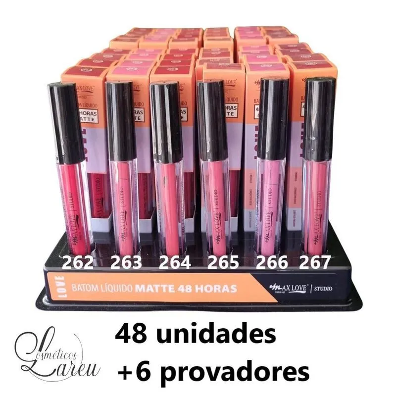 Display Batom Liquido 48 Hs Matte 262 A 267 (48 Un) Max Love