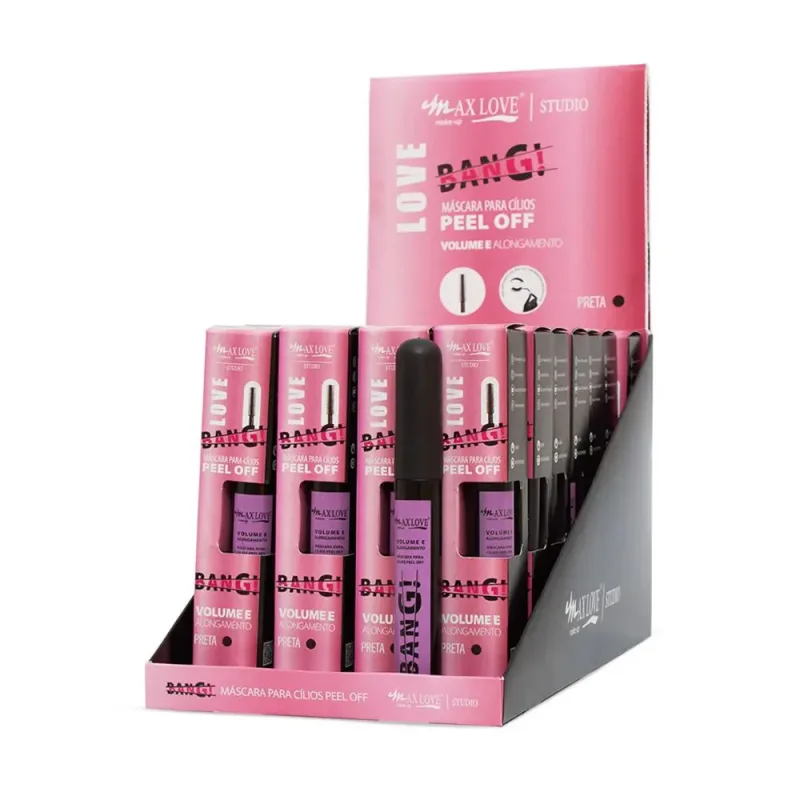 Box c/ 28 Máscara para Cílios Peel Off Bang Volume e Alongamento Max Love