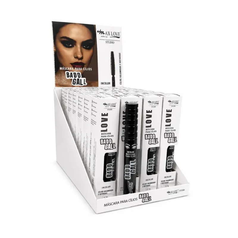 Box c/28 Máscara para Cílios Badd Gall Cílios Ultralongos e Definidos Incolor Max Love