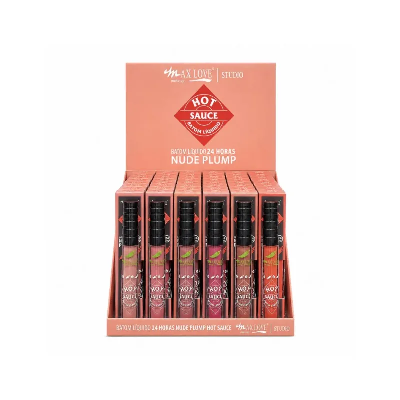 Batom Líquido 24H Nude Plump Hot Sauce 506 ao 511 C/48 Unid - Max Love