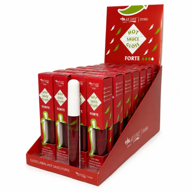Box c/ 28 Gloss Labial Hot Sauce Gloss Forte Max Love 223