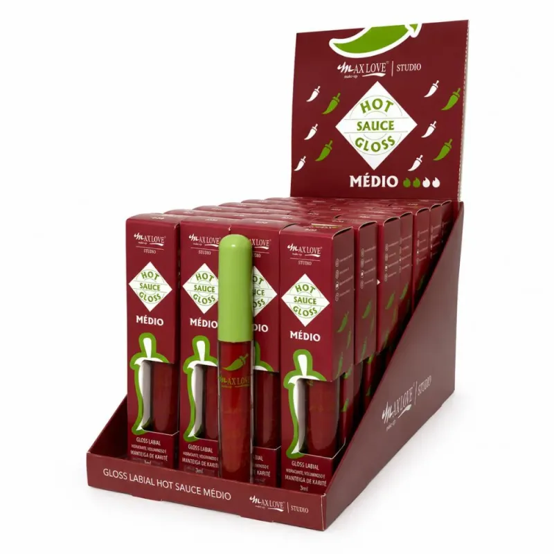 Box c/28 Gloss Labial Hot Sauce Gloss Médio Max Love 220
