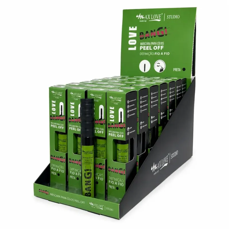 Box c/ 28 Máscara para Cílios Peel Off Bang Definição Fio a Fio Max Love