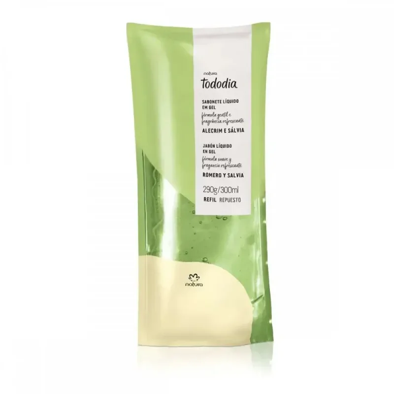 Refil Sabonete Líquido em Gel Alecrim e Sálvia Tododia - 290g / 300ml EX