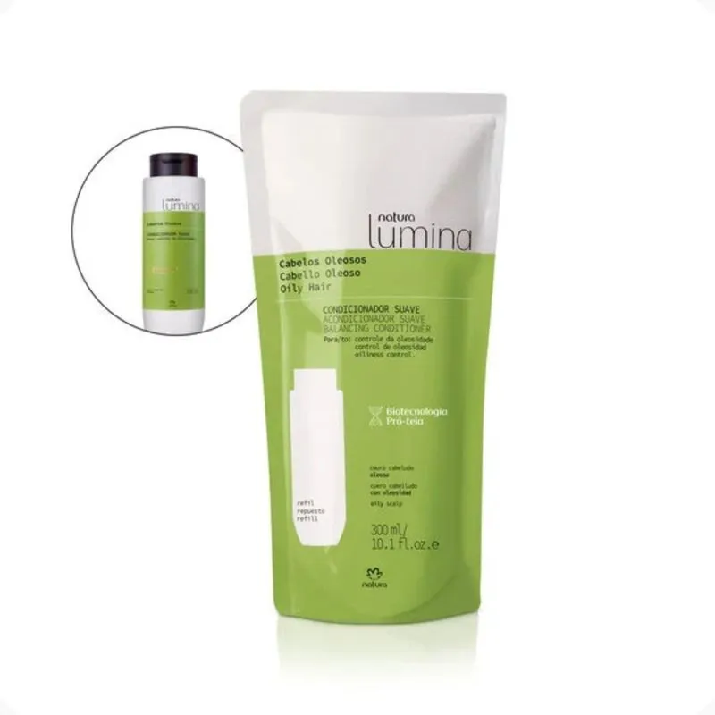 Refil Condicionador Suave Para Controle Oleosidade Cabelos Oleosos Lumina Natura 300ml