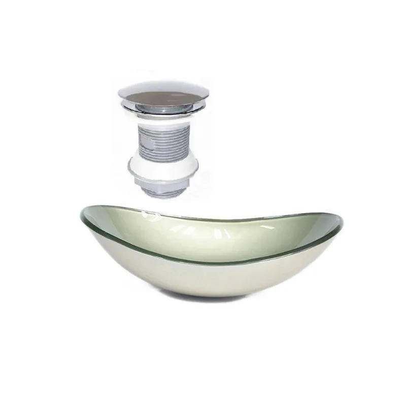 Cuba De Vidro Oval 47Cm Champanhe + Válvula Click