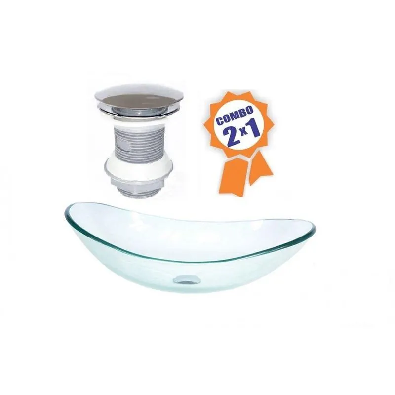 Cuba De Vidro Oval 47cm Jateada + Válvula Click