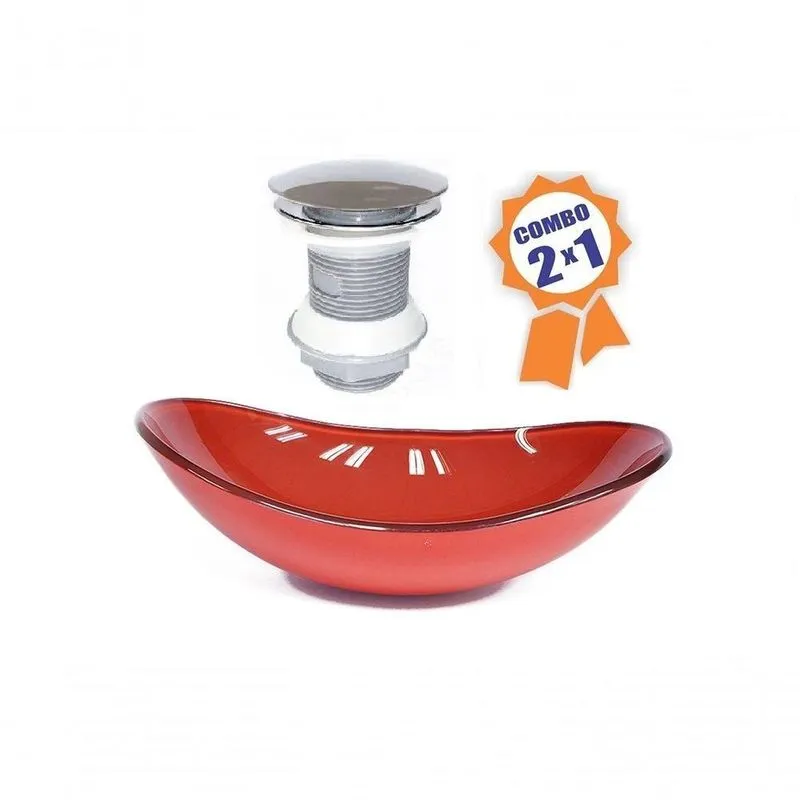 Cuba De Vidro Oval 47cm Vermelho Ferrari + Válvula Click