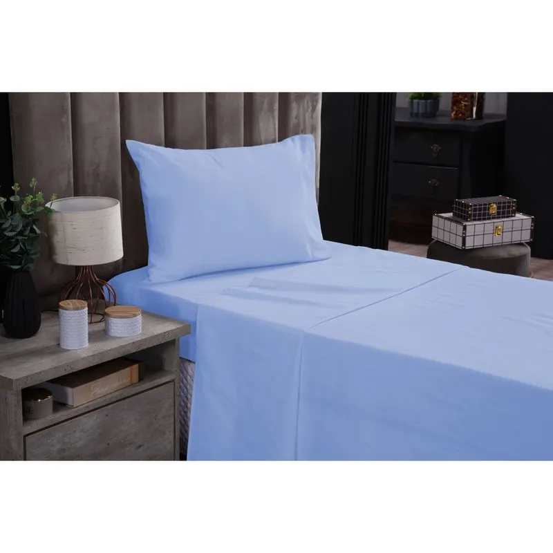 Jogo de Cama solteiro Liso 3 Peças Com Lençol de Cima 100% algodão 180 fios Cor: cinza