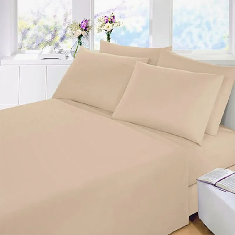 Jogo de Cama solteiro Liso 3 Peças Com Lençol de Cima 100% algodão 180 fios Cor: bege/ palha
