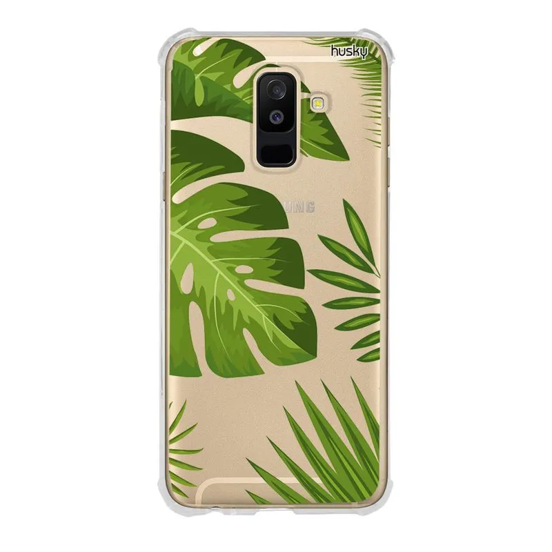 Capa Anti-Impacto Personalizada para Galaxy A6 Plus - Plantas Folhas Grandes - Husky