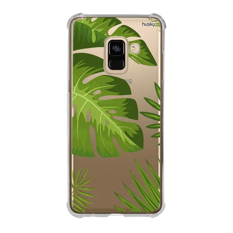 Capa Anti-Impacto Personalizada para Galaxy A8 (2018) - Plantas Folhas Grandes - Husky