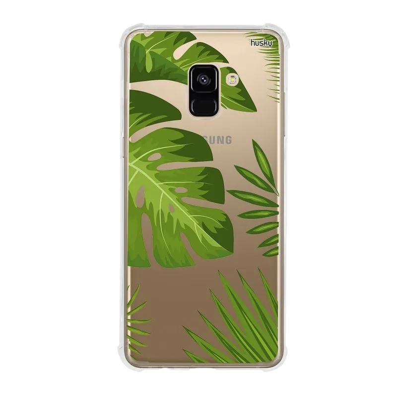 Capa Anti-Impacto Personalizada para Galaxy A8 Plus (2018) - Plantas Folhas Grandes - Husky