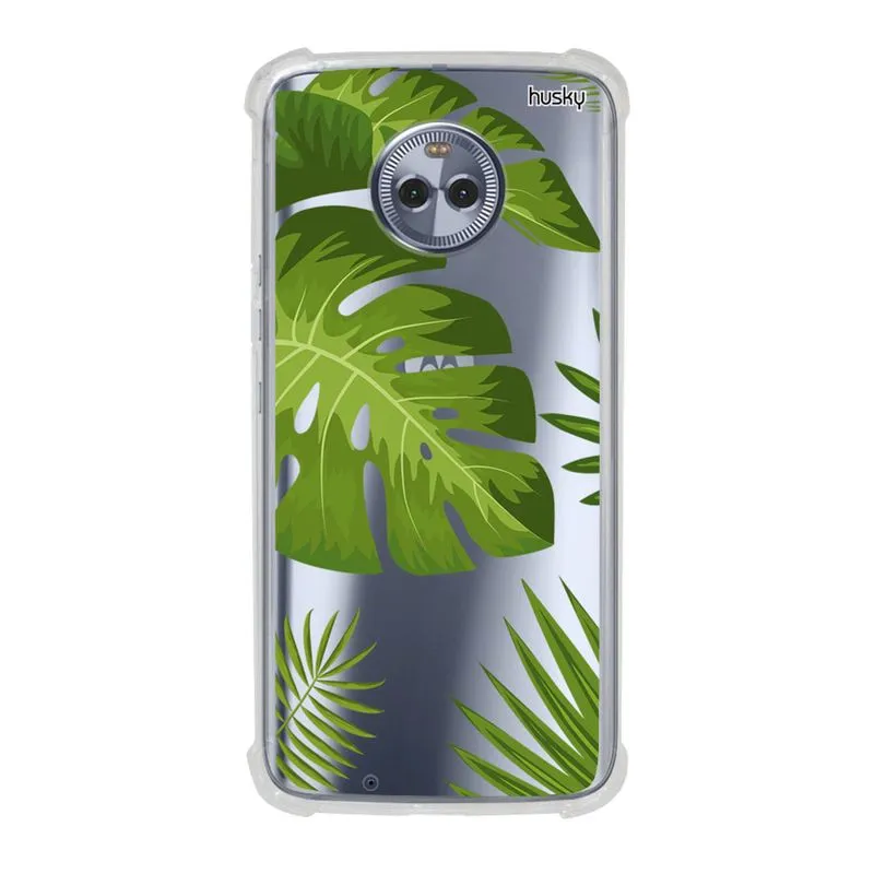 Capa Anti-Impacto Personalizada para Moto G6 - Plantas Folhas Grandes - Husky